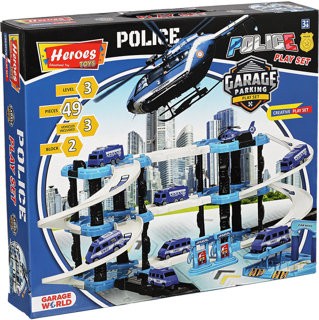 Паркинг Голям 3 Етажа И 2 Писти Полицейска Станция 44Х38Х7 - Коли, Камиони, Влакове И Самолети - Thesmileofyourbaby - BebeMama