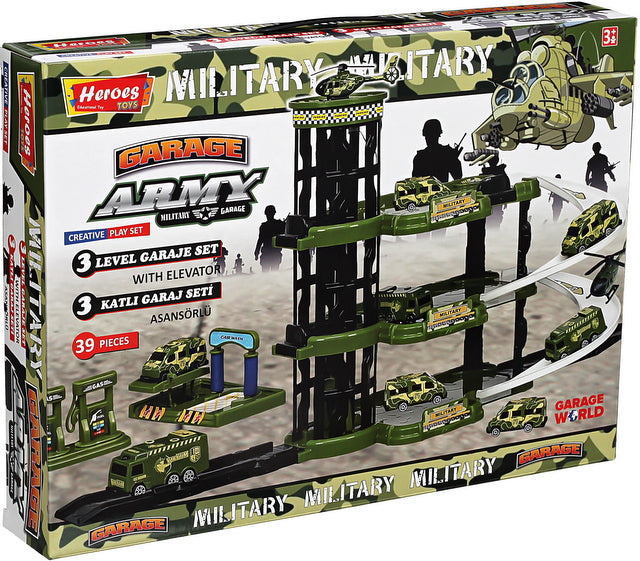 Паркинг 4 Етажа С 3 Големи Площадки И Асансьор Военна База 44Х32Х7 - Коли, Камиони, Влакове И Самолети - Thesmileofyourbaby - BebeMama