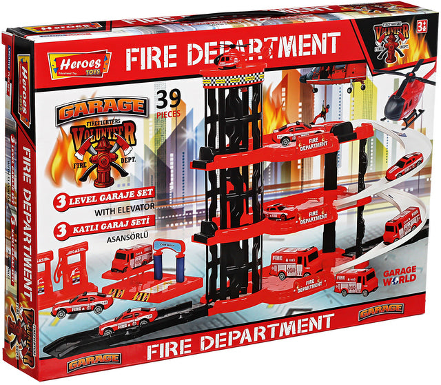 Паркинг 4 Етажа С 3 Големи Площадки И Асансьор Пожарникарска Станция 44Х32Х7 - Коли, Камиони, Влакове И Самолети - Thesmileofyourbaby - BebeMama