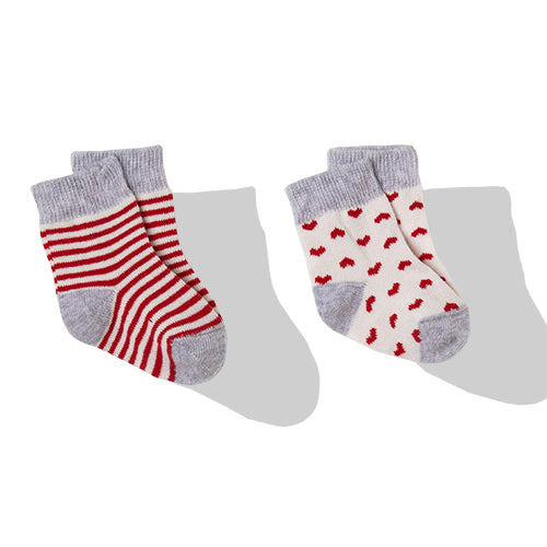 S507 Чорапи 2Ч. Stagecoach Grey-Red 6-12М - Чорапки - Bebetto - BebeMama