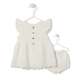 K3880 Рокля 2Ч. Serious Girl Екрю 9-12M/80Cm - Рокли - Bebetto - BebeMama