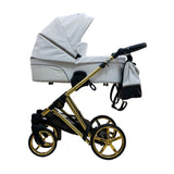 Количка Diamos Pro Eco Бял/Gold 3В1 Н.Гуми - Комбинирани Колички - Tutek - BebeMama