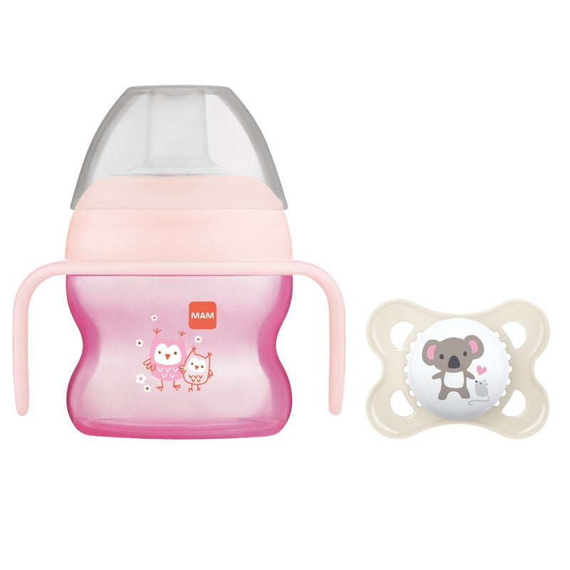 Чаша Starter Розов 150 Мл С Дръжки И Залъгалка - Чаши - Mam - BebeMama
