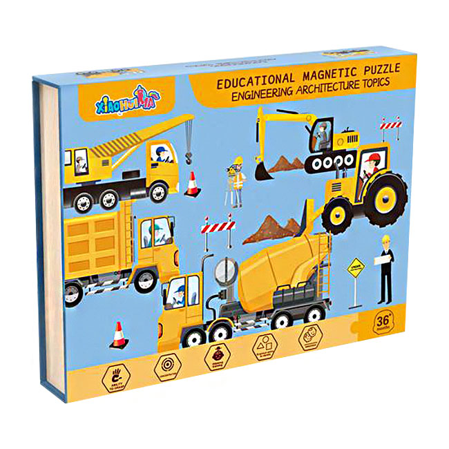 Магнитен Пъзел С Маркер Строителни Машини - Магнити - Raya Toys - BebeMama