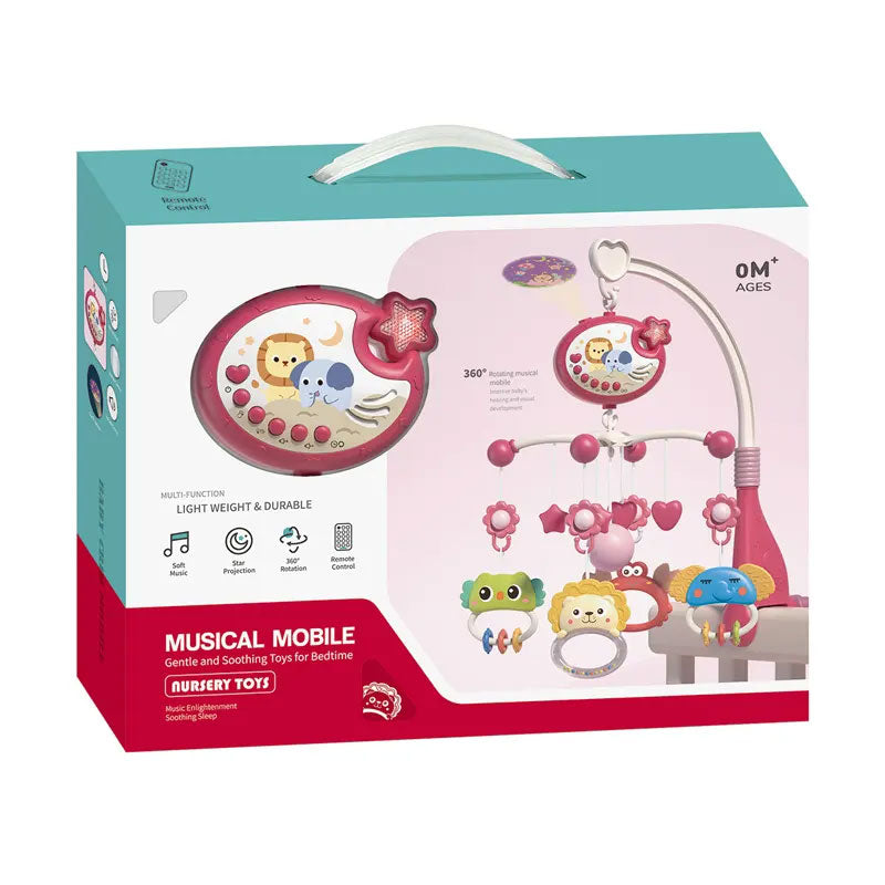 Въртележка За Кошара С Прожекция Розов - Играчки За Количка Или Легло - Raya Toys - BebeMama