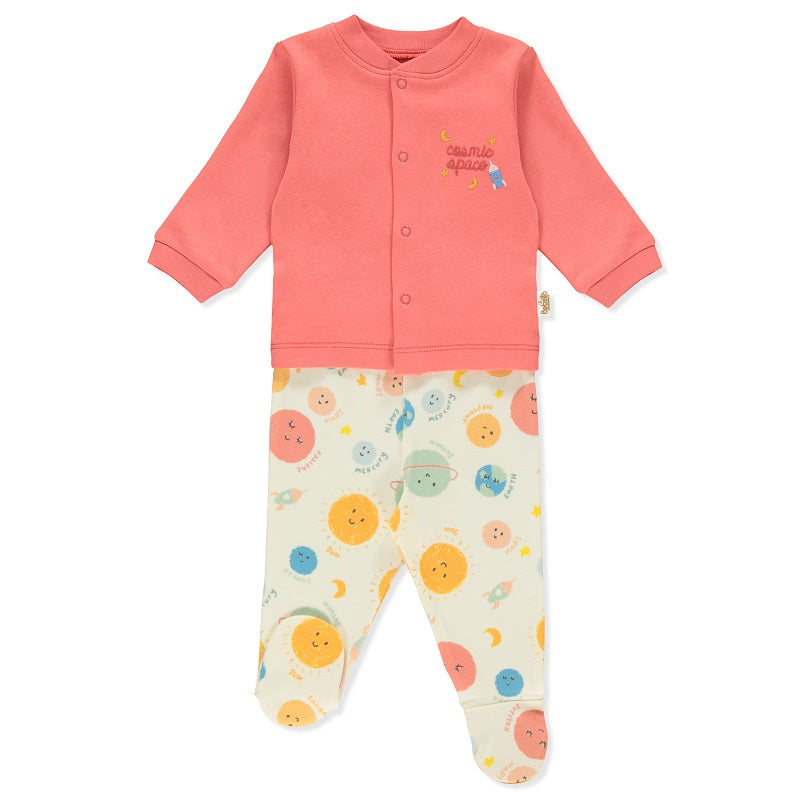 F1325 Пижама 2 Ч Cosmic Space Корал 0-3M 62Cm - Гащеризони - Bebetto - BebeMama
