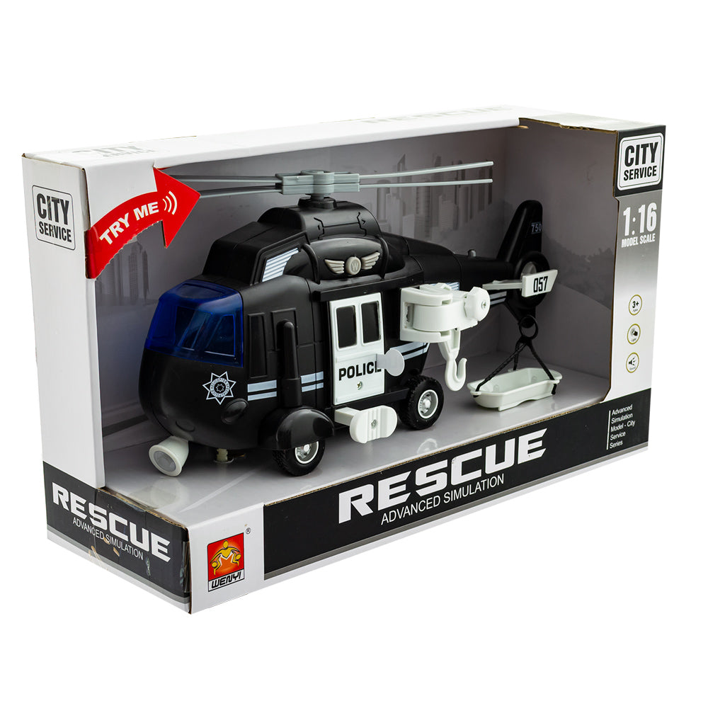 Полицейски Хеликоптер На Батерии Черен --- BebeMama