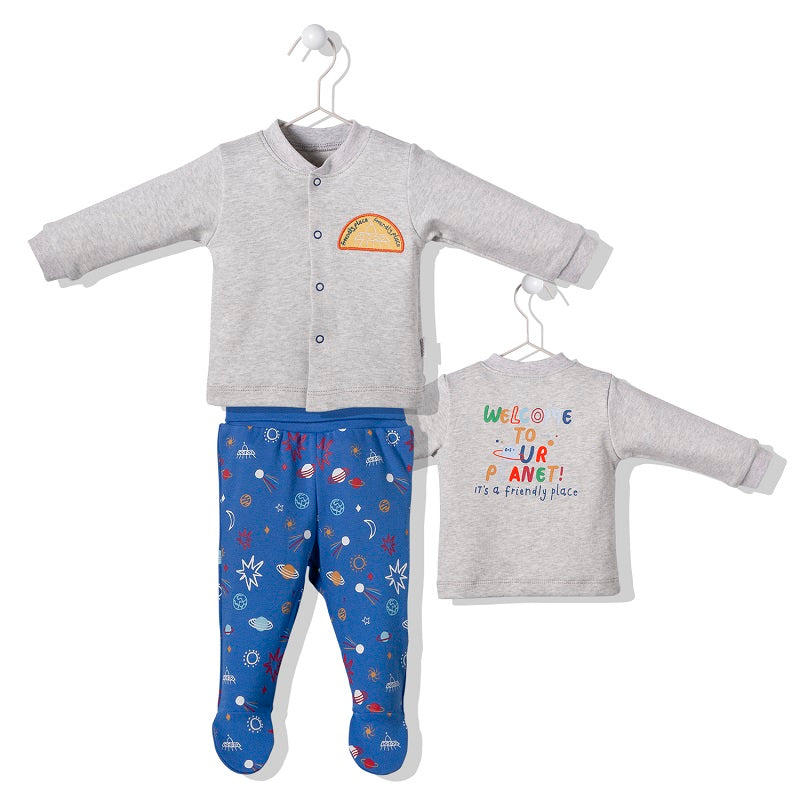 F1227 Пижама Sky Ball Син 3-6M/68Cm - Гащеризони - Bebetto - BebeMama