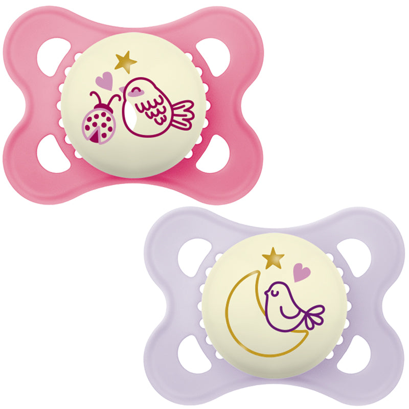 Залъгалка Pure NightРозов 2-6M 2Бр. - Залъгалки - Mam - BebeMama