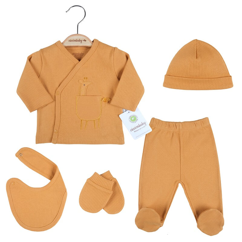 U4781 К-Кт За Изписване С Джоб Горчица 5 Ч - Комплекти За Изписване - Ciccim Baby - BebeMama