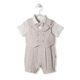 K3969 Гащеризон Gentleman Бежов 12-18M/86Cm - Гащеризони - Bebetto - BebeMama