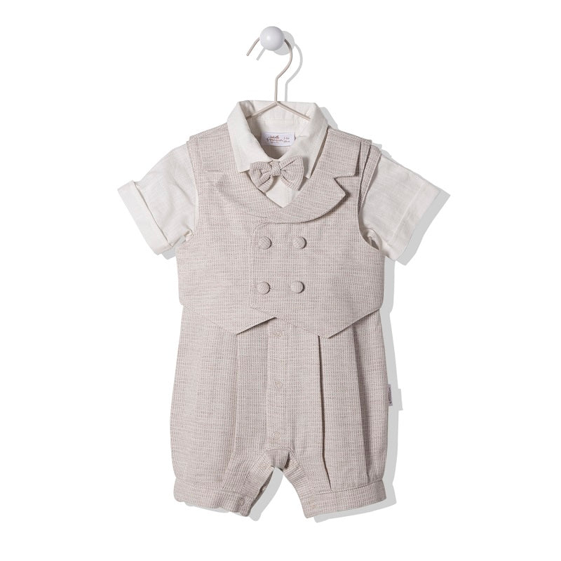K3969 Гащеризон Gentleman Бежов 12-18M/86Cm - Гащеризони - Bebetto - BebeMama