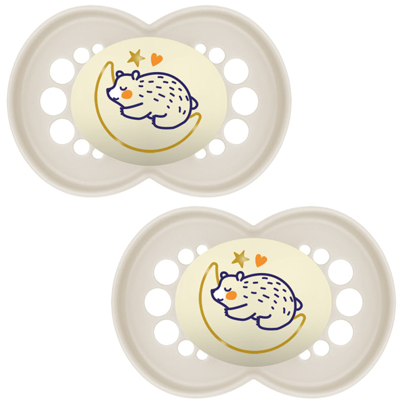 Залъгалка Pure Night Екрю 6M+ 2Бр. - Залъгалки - Mam - BebeMama