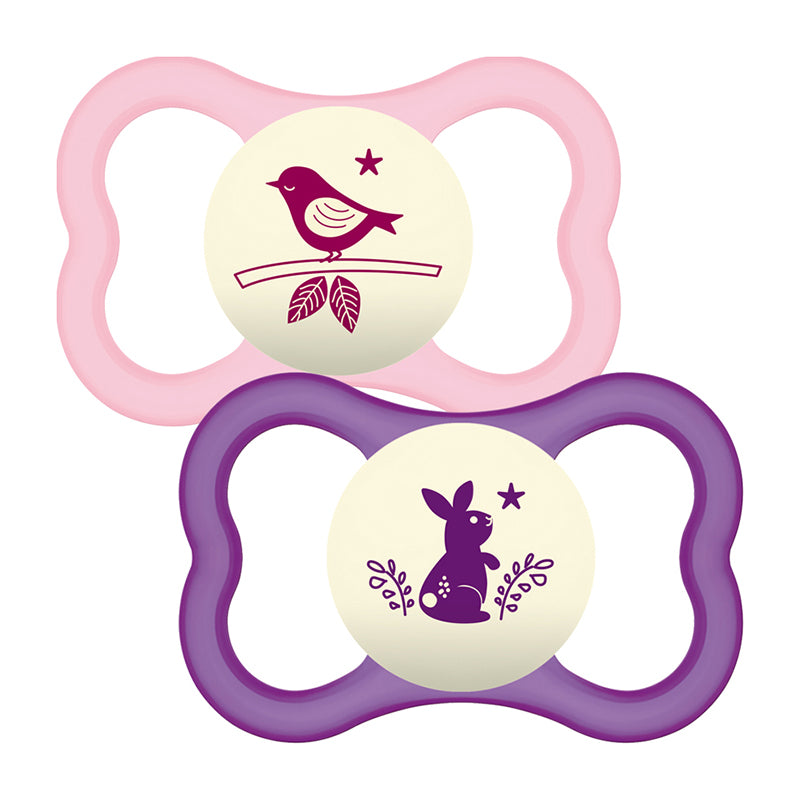 Залъгалка Air Night Latex S. Pink 12M+ 2 Бр. Зайче - Залъгалки - Mam - BebeMama