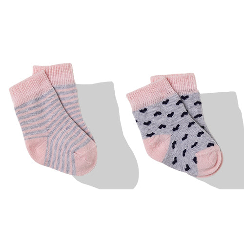 S507 Чорапи 2Ч. Stagecoach Grey-Pink 24-36М - Чорапки - Bebetto - BebeMama