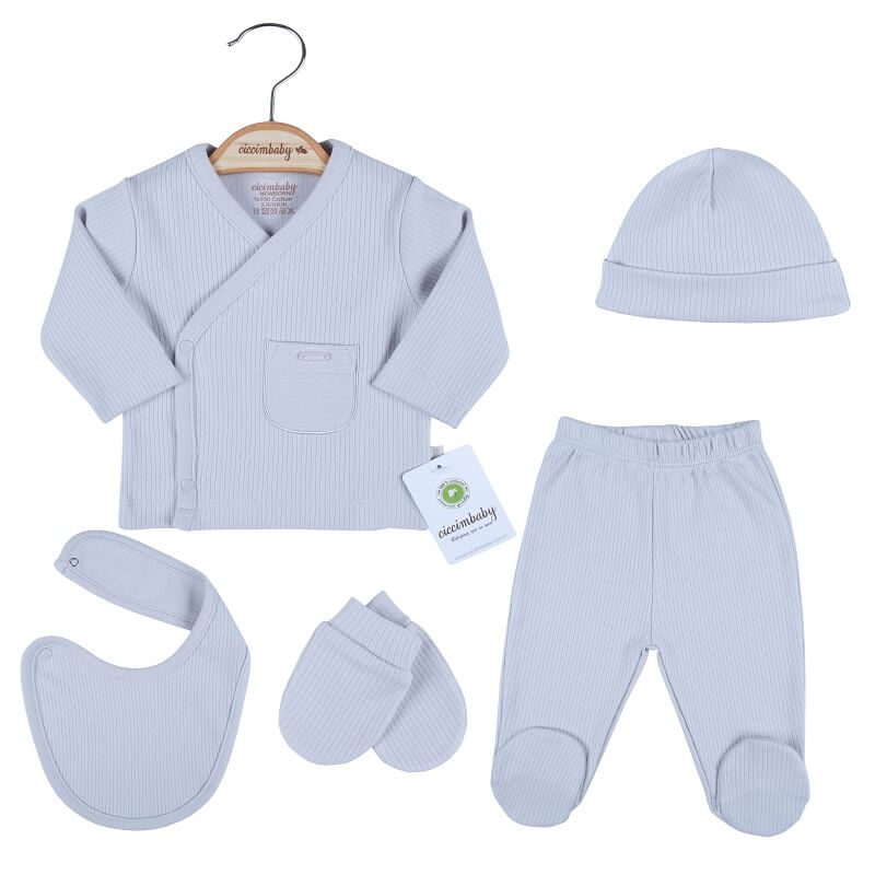 U4777 К-Кт За Изписване С Джоб Сив 5 Ч - Комплекти За Изписване - Ciccim Baby - BebeMama