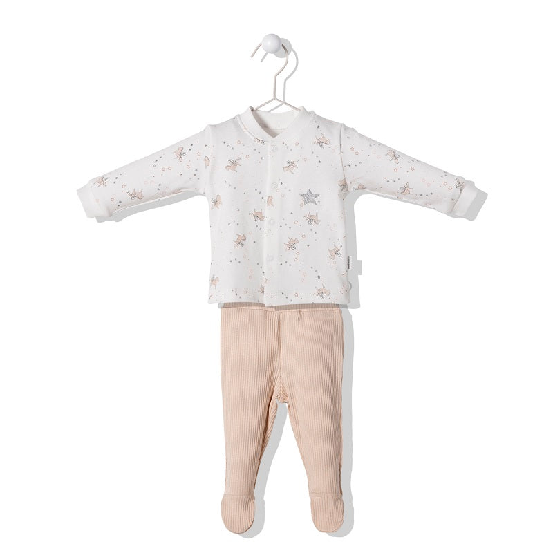 F1238 Пижама Magic Angel Бежов 3-6M/68Cm - Гащеризони - Bebetto - BebeMama