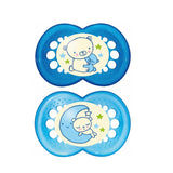 Залъгалка Night Soother Blue 6M+ 2 Бр. - Залъгалки - Mam - BebeMama