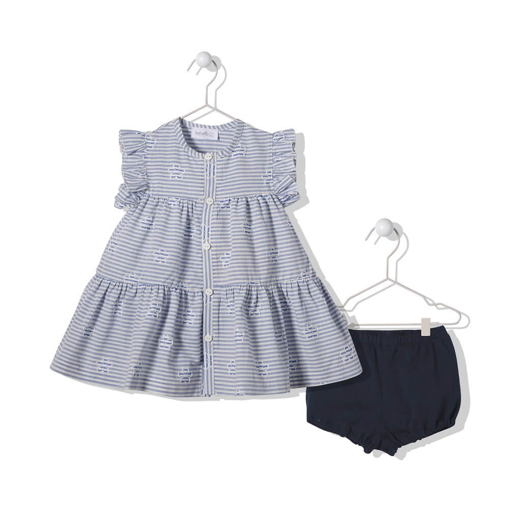 K3758 Рокля 2 Ч. Daisy Line Син 6-9M/74Cm - Рокли - Bebetto - BebeMama