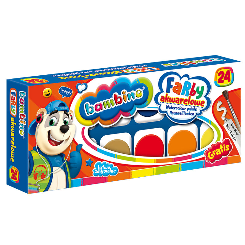 Бои Акварелни 24 Цвята Bambino Мече - Образователни Игри - St.Majewski - BebeMama