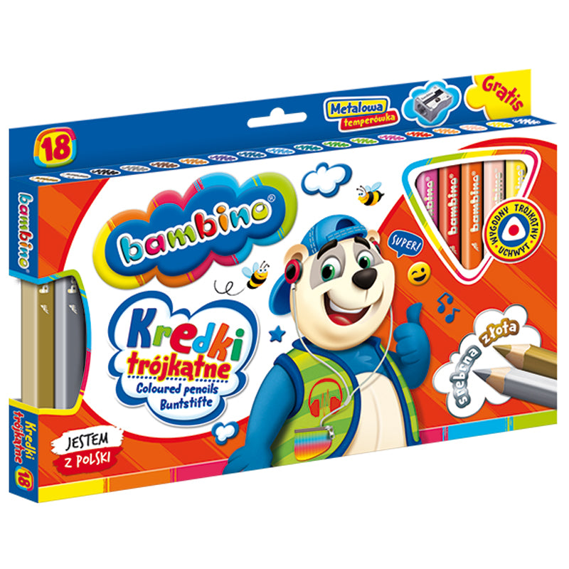 Триъгълни Цветни Моливи 18Бр. С Острилка Лисица --- BebeMama