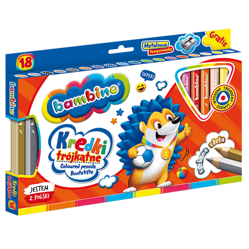 Триъгълни Цветни Моливи 18Бр. С Острилка Таралеж --- BebeMama