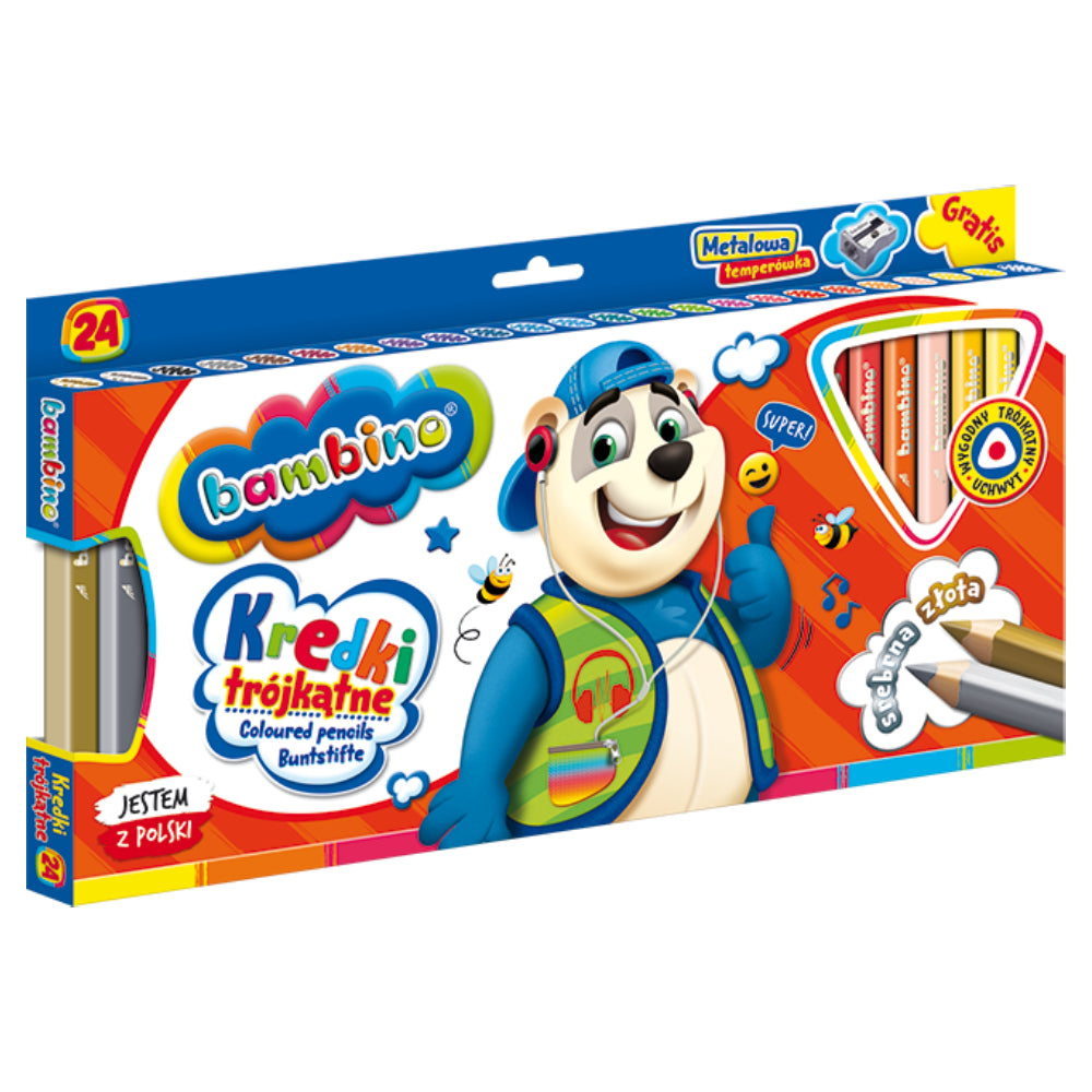 Цветни Моливи Bambino 24 Бр.С Острилка - Образователни Игри - St.Majewski - BebeMama