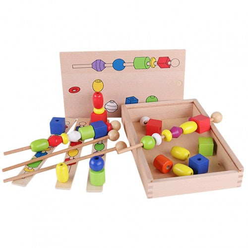 Дървен пъзел с мъниста на пръчка - Образователни Игри - Smartbaby - BebeMama