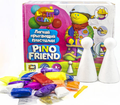 КомплектЛек Скачащ Пластелин Tm Moon Light Clay Пенапластова Фигура За Основа 20 Бр По 7 Гр Моделин Блясък 2 Бр По 1 Гр И Инструменти За Работа Pino Friends Джексън - Умения И Творчество - TheSmileOfYourBaby - BebeMama