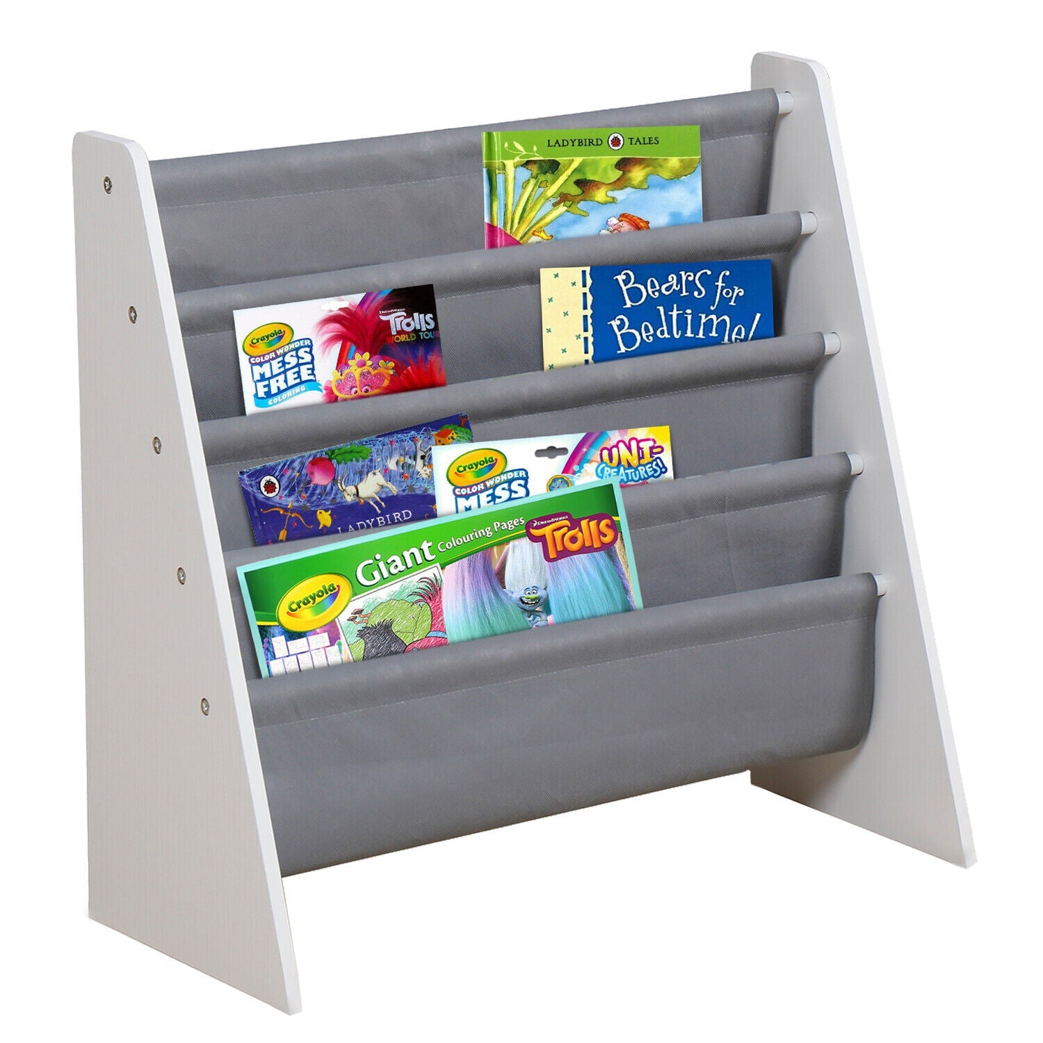 Детска Етажерка За Книги И Играчки, Органайзер, Секция, Библиотека За Детска Стая - White/Grey - Аксесоари За Стая - Ginger Home - BebeMama