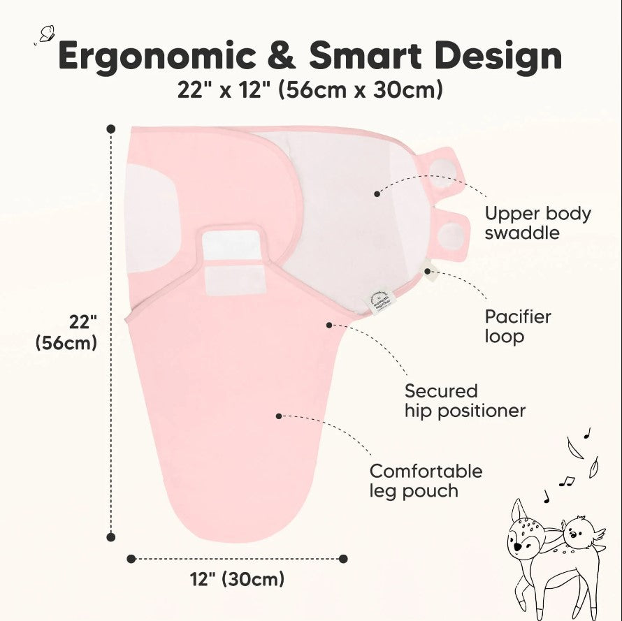 Антистрес Пелени За Повиване Organic 0-3 Месеца 3Бр Розови KeaBabies --- BebeMama