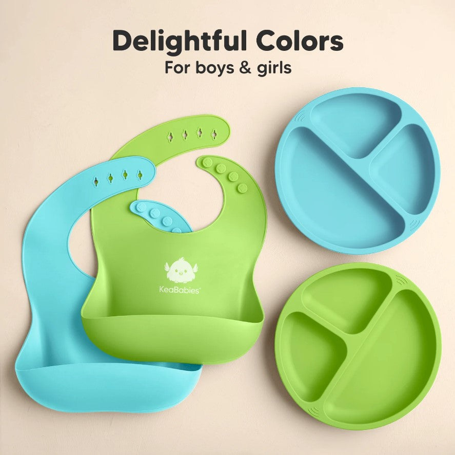 Силиконови Лигавници 2 Броя Син/Зелен Keababies --- BebeMama