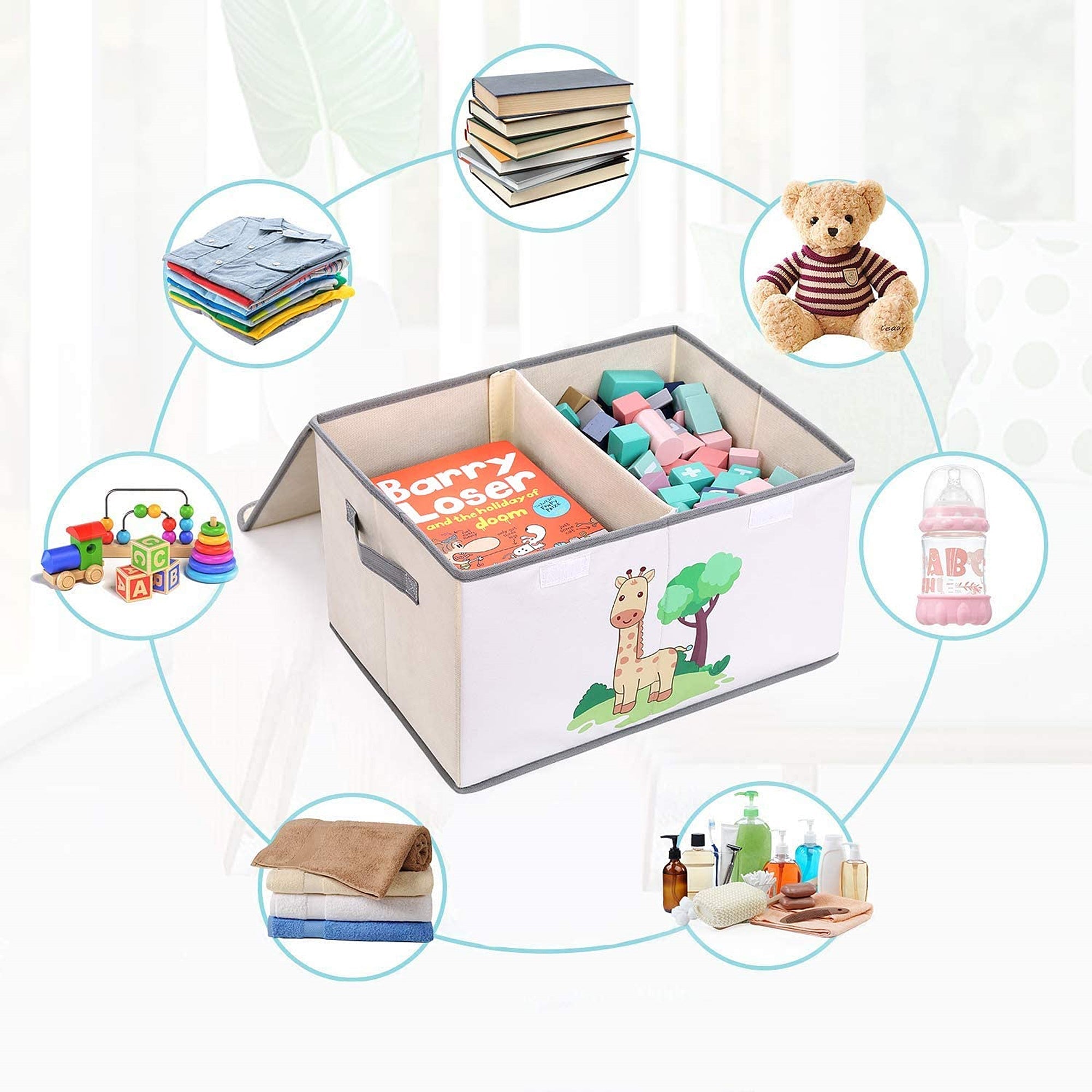 Комплект 2 Броя Сгъваеми Кутии За Съхранение С Капак И Дръжки - Giraffe,За Детски Играчки, Книжки, Дрехи --- BebeMama