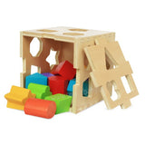 Дървен Куб С Отвори И Геометрични Фигури - Сортер - Дървени Играчки - Smartbaby - BebeMama
