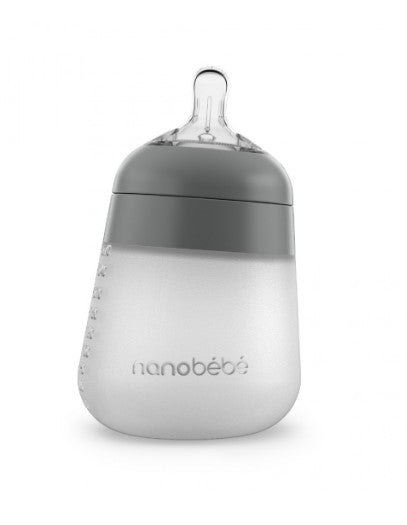 Силиконова Бебешка Бутилка Nanobebe 270Мл. Сив - Шишета За Хранене - Nanobébé - BebeMama