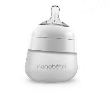 Силиконова Бебешка Бутилка Nanobebe 150Мл Бял - Шишета За Хранене - Nanobébé - BebeMama