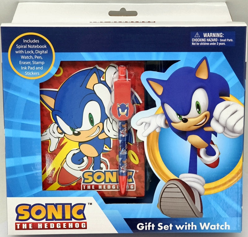 Подаръчен Комплект Соник С Таен Дневник С Катинарче Печати Мастилница Гума Острилка Химикал С Клипс И Часовник 22X26X5 - Детски Раници - Thesmileofyourbaby - BebeMama