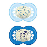 Залъгалка Night Soother Син 12M+ 2 Бр. - Залъгалки - Mam - BebeMama