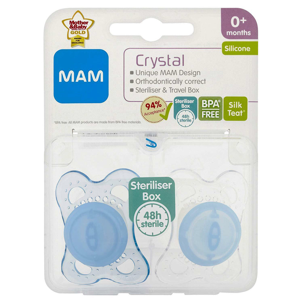 Залъгалка Crystal Soother Син 0M+ 2 Бр. --- BebeMama