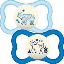 Залъгалка Air Night Latex S. Син 12M+ 2 Бр. - Залъгалки - Mam - BebeMama