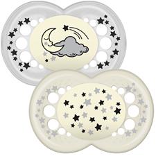 Залъгалка Night Latex Soother 6M+ 2 Бр. - Залъгалки - Mam - BebeMama