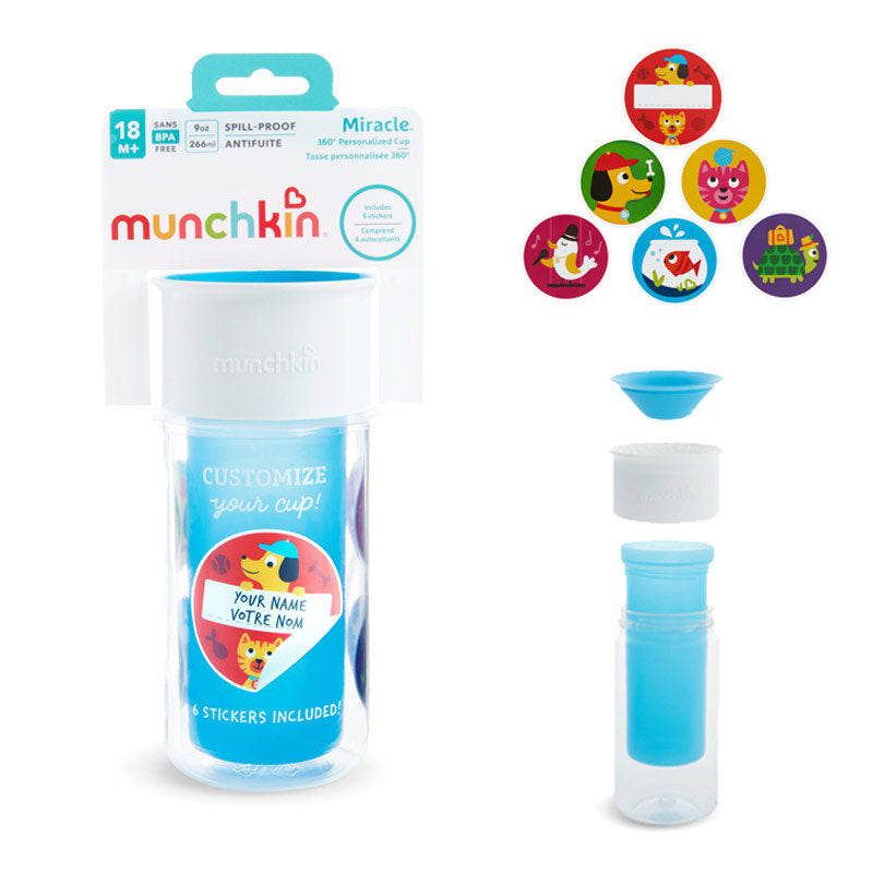 Чаша 360° Със Стикери 266 Мл. Син - Чаши - Munchkin - BebeMama