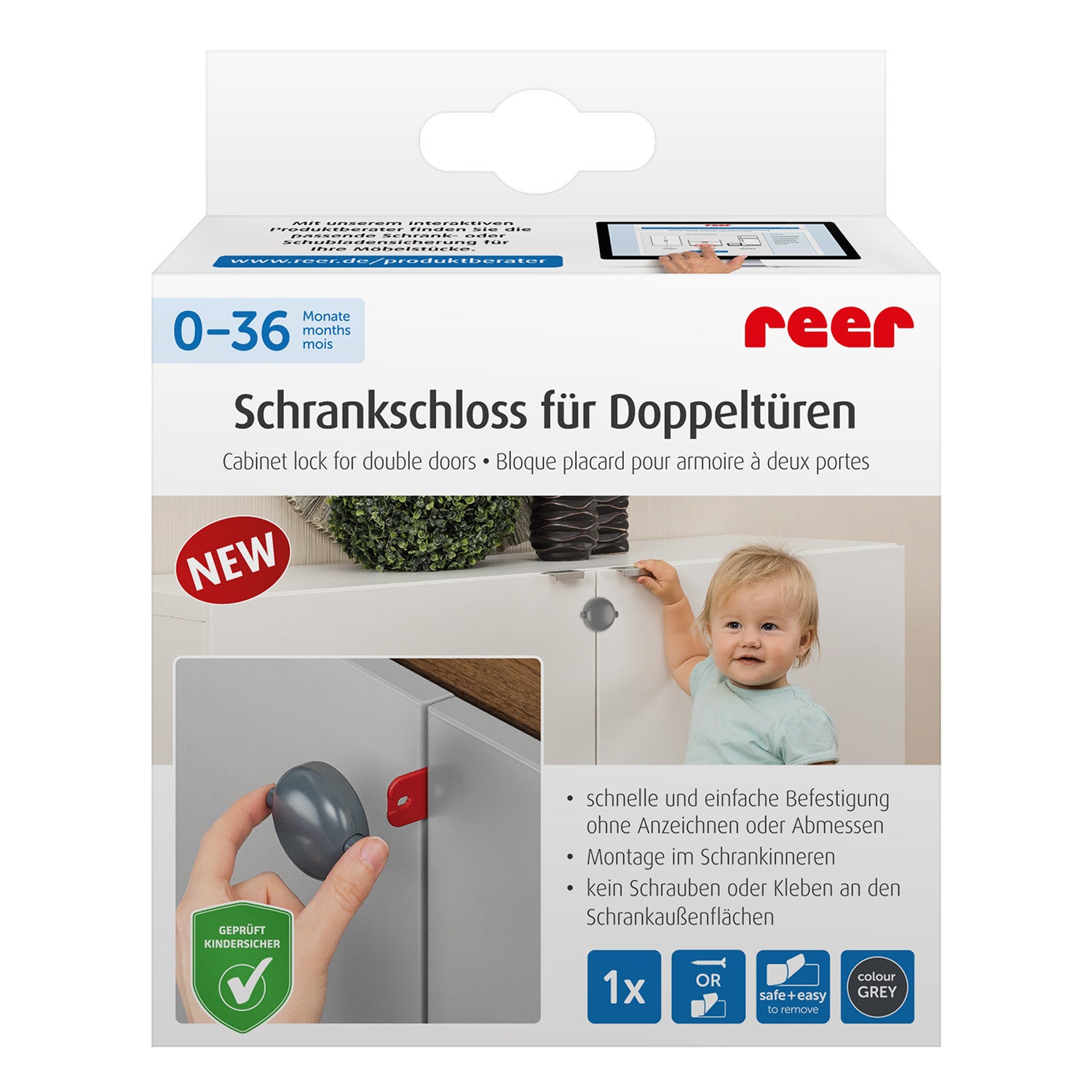 Обезопасителна Закопчалка За Двойни Врати Reer 71081 --- BebeMama