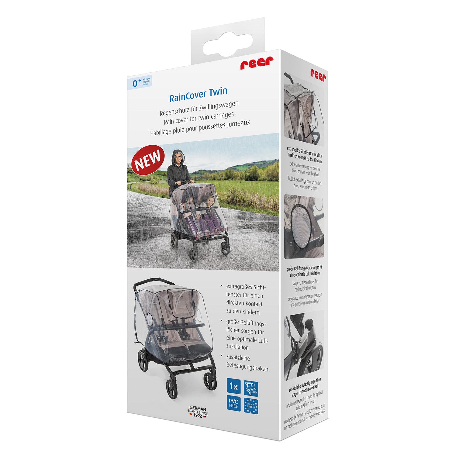 Дъждобран за количка за близнаци Reer RainCover Twin --- BebeMama