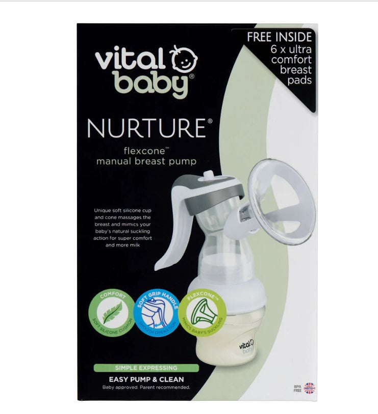 Ръчна Помпа За Кърма Flexzone +6 Броя Подплънки Vital Baby --- BebeMama