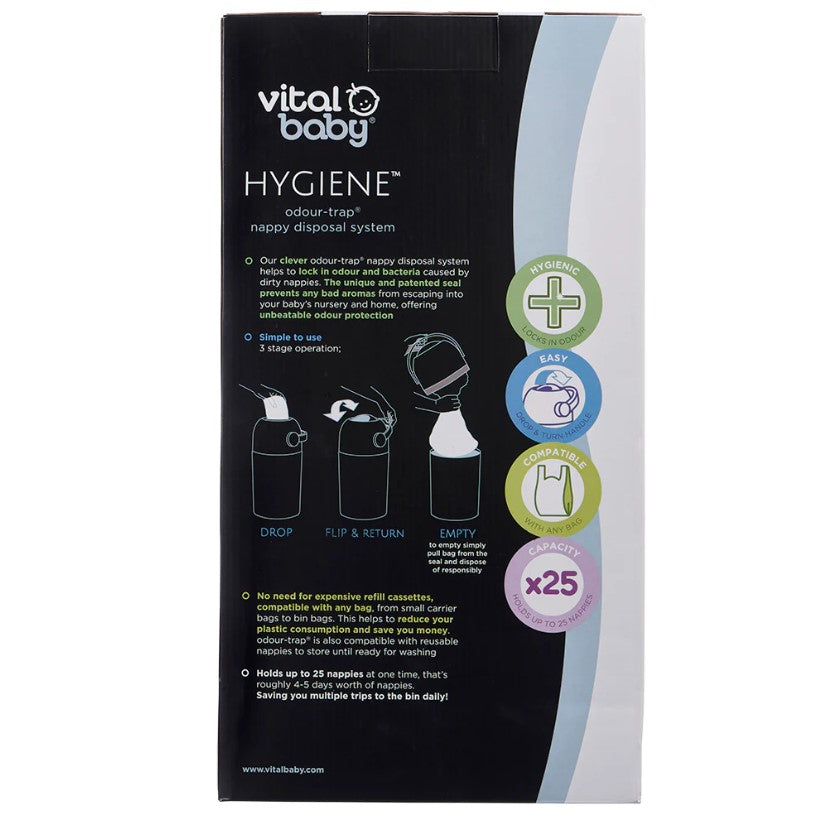 Хигиенен Кош За Памперси Без Касети Бял Vital Baby --- BebeMama