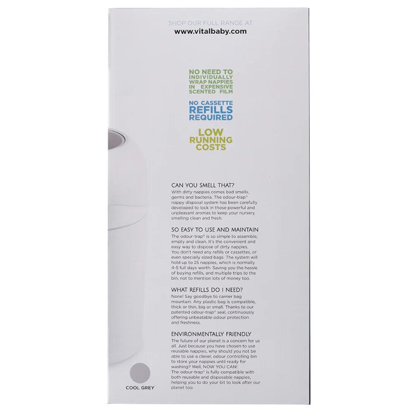 Хигиенен Кош За Памперси Без Касети Бял Vital Baby --- BebeMama