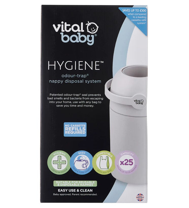 Хигиенен Кош За Памперси Без Касети Бял Vital Baby --- BebeMama