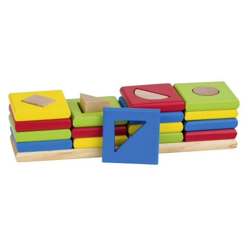 Низанка Форми И Цветове 4 Кули - Дървени Играчки - Goki - BebeMama