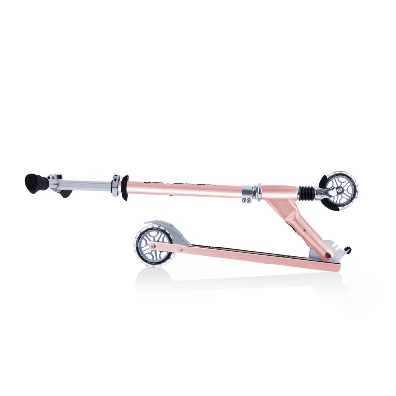Алуминиева Сгъваема Тротинетка За Деца Flow Element Comfort Lights – Розово Злато --- BebeMama